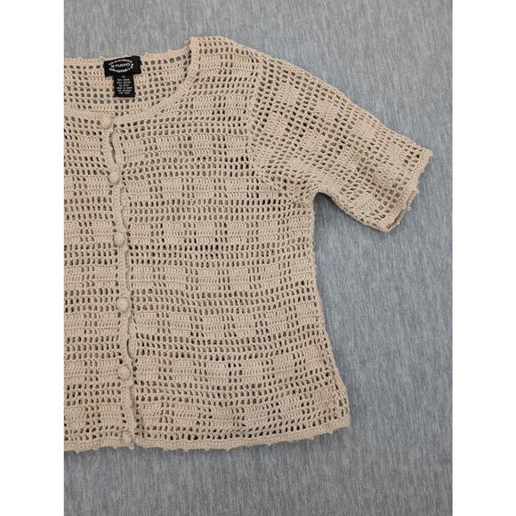 Designers Studio Originals Crochet Cardigan Womens Petite Medium Short Sleeve - Picture 5 of 11